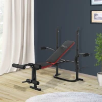 Soozier Adjustable Weight Bench with Leg Developer Barbell Rack for Weight Lifting and Strength Training(m-1)