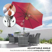Outsunny 10' x 8' Round Market Umbrella, Patio Umbrella with Crank Handle and Tilt, Outdoor Parasol for Garden, Wine Red(m-4)