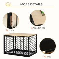 PawHut Furniture Style Dog Crate End Table w/ Cleaning Tray, Steel Dog Cage Kennel for Small Medium Pet Indoor Use Black(m-8)