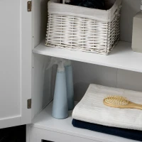 kleankin Bathroom Cabinet Organizer, Freestanding Small Storage Cabinet with Drawer and Adjustable Shelf for Living Room, or Entryway, White(m-8)