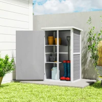 Outsunny 29.9"x21.7"x45.3" Garden Storage Shed with Asphalt Roof, Outdoor Storage Cabinet w/ Shelves, Grey(m-8)