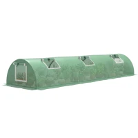 Outsunny Portable Mini Greenhouse, Tunnel Growing Tent with 5 Mesh Windows and Steel Frame,10' x 3' x 2', Green(m-9)