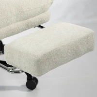 HOMCOM Office Chair, 400 lbs Heavy Duty Linen Computer Desk Chair with Lumbar Support, Wide Seat, Spring Cushion, Cream White(m-12)