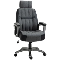Vinsetto High-Back Home Office Chair 400lbs with Wide Seat, Linen PU High-Back Home Chair, Computer Desk Chair with Adjustable Height, Swivel Wheel, Black/Grey(m-1)