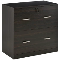 Vinsetto 2-Drawer File Cabinet with Lock and Keys, Lateral Storage Filing Cabinet with Hanging Bar for Letter Size, Home Office, Walnut(m-1)