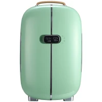 HOMCOM Portable Skincare Fridge with LED Display, Small Refrigerator Cooler, 12L Mini Fridge for Makeup and Cosmetics, Green(m-11)