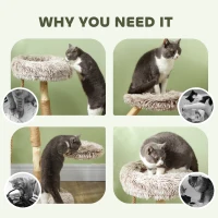 PawHut 35 Inch Modern Cat Tree for Indoor Adult Cats with Wooden Scratching Posts, Cat Bed & Rope Cat Toy, Brown(m-6)