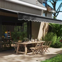 Outsunny 15' x 10' Electric Retractable Awning with Remote Controller, All Aluminum Frame Patio Awning, UV30+ Protection, Black(m-2)