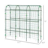 Outsunny Metal Garden Trellis, Arch Trellis for Climbing Plants Outdoor, A-Frame, with Climbing Net, 17" x 72" x 72", Green(m-3)