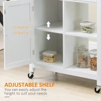 HOMCOM Kitchen Island Cart, Rolling Kitchen Island with Storage Shelf, Solid Wood Top, Drawer, for Dining Room, White(m-7)