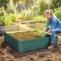 Outsunny Galvanized Raised Garden Bed, 4' x 4' x 1' Metal Planter Box, for Growing Vegetables, Flowers, Herbs, Succulents, Green(m-3)