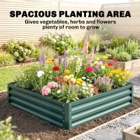 Outsunny Galvanized Raised Garden Bed, 4' x 4' x 1' Metal Planter Box, for Growing Vegetables, Flowers, Herbs, Succulents, Green(m-4)