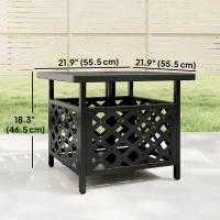 Outsunny 22" Outdoor Coffee Table, Patio Side Table with Umbrella Hole Slatted, Metal Top, for Garden, Backyard, Poolside, Black(m-3)