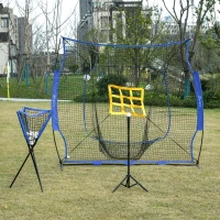 Soozier Baseball Practice Net Set with 7.5x7ft Catcher Net, Ball Caddy and Batting Tee, Blue(m-2)