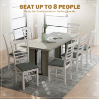 HOMCOM Industrial Kitchen Table for 8, 71" Rectangular Dining Table with Thick Tabletop for Dining Room, Grey Wood Finish(m-4)