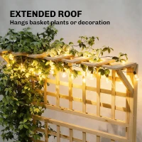Outsunny Wooden Raised Garden Bed with Trellis and Roof, Elevated Planter Box with 2 Shelves, Drainage Hole and Liner, Natural(m-5)
