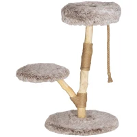 PawHut 35 Inch Modern Cat Tree for Indoor Adult Cats with Wooden Scratching Posts, Cat Bed & Rope Cat Toy, Brown(m-1)