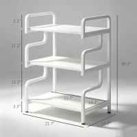 HOMCOM Free Standing Metal Storage Shelf, 3-Tier Small Shelving Unit, Printer Stand for Home Office, Living Room, White(m-3)