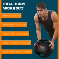 Soozier Medicine Ball with Handles, 18 lbs. Weighted Ball for Exercise, Med Ball for Abs, Core, Strength Training, Balance Training(m-4)