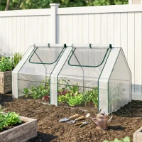 Outsunny 6' x 3' x 3' Portable Greenhouse, Garden Hot House with Two PE/PVC Covers and 2 Roll Up Windows, Clear(m-2)
