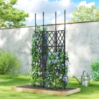 Outsunny Foldable Garden Trellis, 33.5 x 77.6 Inch Lattice Climbing Support Trellis for Garden, DIY Assembly, Black(m-1)