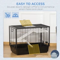 PawHut Hamster Cage, 3-tier Guinea Pig Cage, Pet Play House for Chinchillas with Food Dish Water Bottle, Ramps, Ledges, 31.5", Black(m-4)