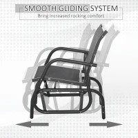 Outsunny Patio Glider Outdoor Glider Chair with Breathable Mesh Seat & Backrest, Armrests and Metal Frame, Black(m-4)