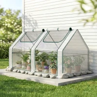 Outsunny 6' x 3' x 3' Portable Greenhouse, Garden Hot House with Two PE/PVC Covers and 2 Roll Up Windows, Clear(m-8)