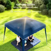 Outsunny 8' x 8' Pop Up Canopy, Outdoor Foldable Tent, Portable Canopy Tent with Carrying Bag for Camping, Party, Picnic, Blue(m-5)