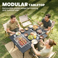 Outsunny Folding Picnic Table Heavy Duty Camping Table with Removable Plates Non-slip Feet for Outdoor BBQ(m-4)