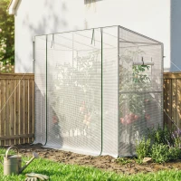 Outsunny Walk-in Portable Greenhouse Small Greenhouse for Outdoors with UV-resistant PE Cover, 6.6' x 2.5' x 5.6' White(m-8)