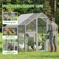 PawHut Large Wooden Chicken Run with Waterproof & Anti-UV Cover, for 6-8 Chickens, for Backyard, Farm, Gray(m-8)