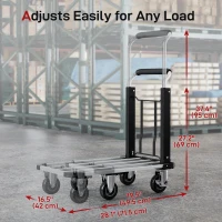 HOMCOM 330 lbs Heavy Duty Hand Truck, Folding Trolley, Dolly with Adjustable Handle and Extendable Platform, Silver and Black(m-5)