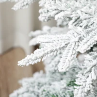 HOMCOM 7ft Prelit Flocked Christmas Tree, Downswept Hinged Xmas Tree with LED Lights, 8 Modes, Daily Timer, Remote(m-11)