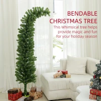 HOMCOM 6ft Whimsical Pencil Christmas Tree, Bendable Artificial Christmas Tree with 400 Branch Tips and Metal Base, Green(m-4)