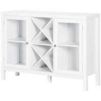 HOMCOM Sideboard Buffet Cabinet with Removable Wine Rack, Tempered Glass Door and Adjustable Shelves, Coffee Bar Cabinet for Living Room, Kitchen, Entryway, White(m-11)