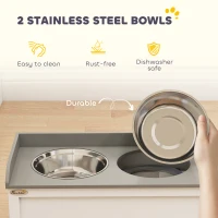 PawHut Pet Feeding Station Pet Dish Bowl Set with Storage, 2 Elevated Dog Bowls for Large Sized Dogs, White(m-6)
