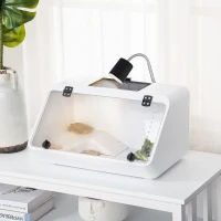 PawHut Small Turtle Tank with Basking Platform, Reptile Aquarium Cage with Feeding Trough, Box Turtle Habitat and Hermit Crab Habitat, Clear Sunlight Window, Indoor and Outdoor(m-10)