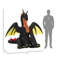 Outsunny 6ft Inflatable Halloween Giant Animated Fire & Ice Dragon with Wings, Blow Up LED Yard Display Indoor Outdoor for Garden, Lawn, Party, Holiday(m-4)