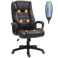 Vinsetto Massage Office Chair, High Back Executive Office Chair with 6-Point Vibration, Timer, Adjustable Height, Swivel Seat and Rocking Function, Brown(m-2)