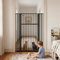 PawHut 55" Extra Tall Pet Gate 30-41" Wide Adjustable Baby Gate Pressure Mounted for Doorways, Hallways, Stairs(m-1)