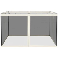 Outsunny Replacement Mosquito Netting for Gazebo 10' x 12' Black Screen Walls for Canopy with Zippers, White(m-7)