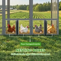 PawHut Large Wooden Chicken Run with Waterproof & Anti-UV Cover, for 6-8 Chickens, for Backyard, Farm, Gray(m-9)