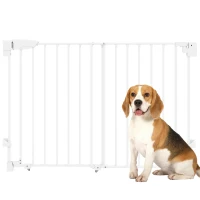 PawHut 29"-44" Wide Dog Gate, 29" H, Pet Gate with Auto-Close, Single Hand Operation, Wall-Mounted, No-Threshold Design(m-13)