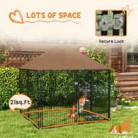 PawHut Outside Dog Kennel, 4.6' x 4.6' x 5' Puppy Play Pen w/ Canopy, Secure Lock, Heavy Duty Welded Wire Steel, Rotating Bowl, Garden Playpen Fence Crate Enclosure Cage for Dogs Chickens Ducks, Black(m-8)
