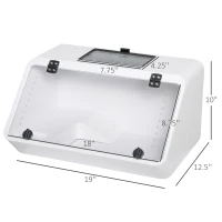 PawHut Small Turtle Tank with Basking Platform, Reptile Aquarium Cage with Feeding Trough, Box Turtle Habitat and Hermit Crab Habitat, Clear Sunlight Window, Indoor and Outdoor(m-3)