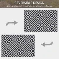 Outsunny Reversible Outdoor RV Rug, Patio Floor Mat, 4' x 6' Plastic Straw Rug for Backyard, Deck, Beach, Camping, Black & White(m-6)