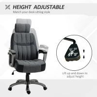 Vinsetto High-Back Home Office Chair 400lbs with Wide Seat, Linen PU High-Back Home Chair, Computer Desk Chair with Adjustable Height, Swivel Wheel, Black/Grey(m-10)