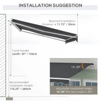 Outsunny 10' x 8' Electric Retractable Awning, Sun Shade Shelter，Remote Controller and Crank Handle for Deck, Balcony, Yard,(m-6)