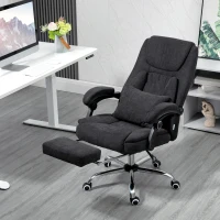 Vinsetto 3D Kneading Massage Office Chair with Reclining, Swivel Fabric Computer Chair with Footrest, Armrest, Black(m-10)
